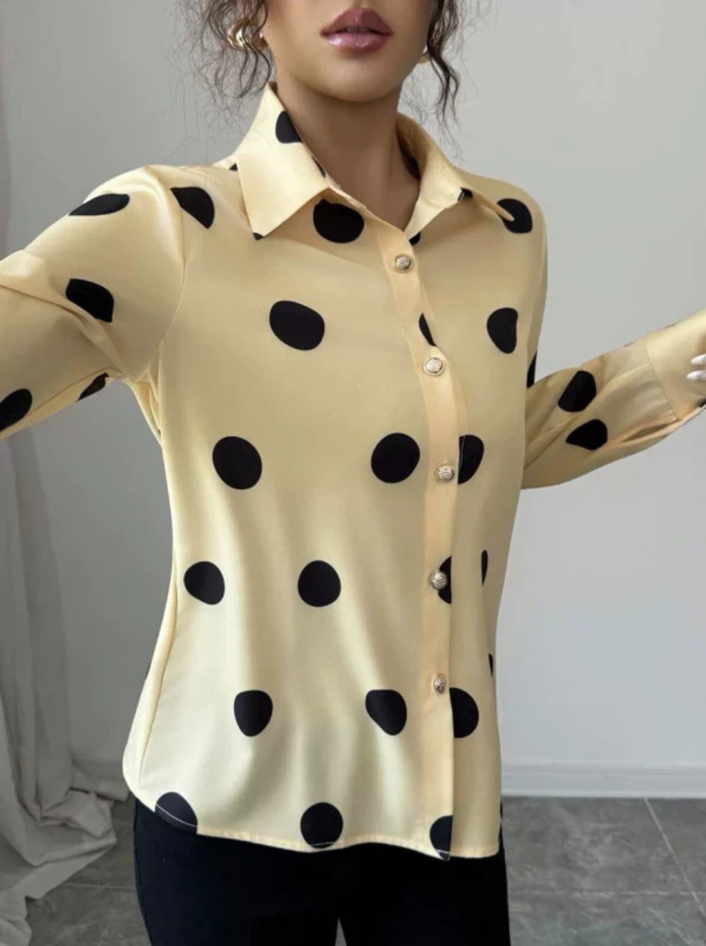 ZARA Stylish Polka Dot Long Sleeve Shirt